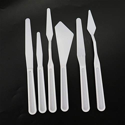 WEFOO Set of 3/18PCS Plastic Spatula Palette Knives Set with Six Thin and Flexible Art Tools for Oil Painting, Acrylic Mixing, Etc,White - Thumbnail 3