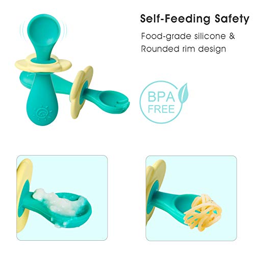 Termichy Baby Utensils, Silicone Baby Spoon and Fork for Baby Self