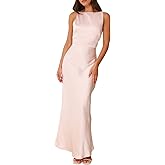 Summer Satin Maxi Dresses for Women 2025 Elegant Classy Silk Formal Sleeveless Backless Spaghetti Strap Wedding Guest Dress