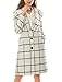Allegra K Women's Turn Down Collar Seam Pockets Button Warm Checks Coat X-Small White