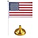 Juvale Mini American Flag Decor Set - 12-Pack 8 x 5.5in Flags on 12in Poles with Gold Base - Patriotic Table Decorations & Party Supplies for Desk & Office