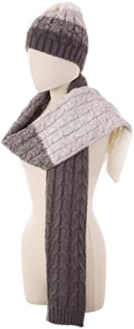 eUty Scarf and Hat 2pcs Set Knitted Warm Skullcaps Thicken Beanie Cap Multi-colored