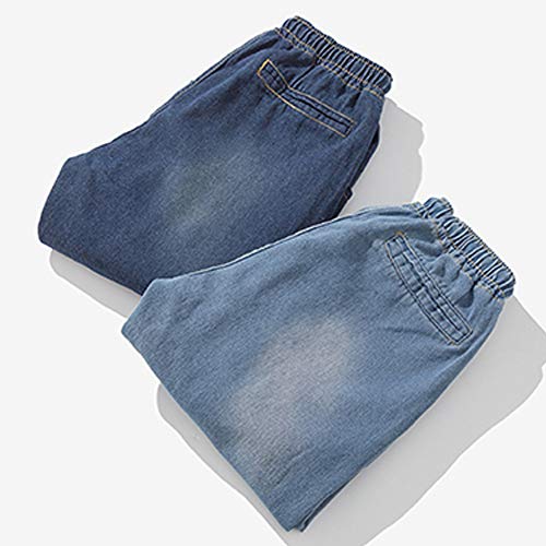 Vintage Wash Jeans Pants Men Casual Autumn Denim Cotton Hip Hop Work Trousers Darkblue