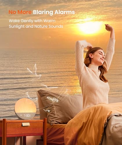 Dreamegg Sunrise 1-Sound Machine Alarm Clock, White Noise Machine with 29 Soothing Sounds, Custom Sleep Routine, Dimmable Display,Wake up Light for Adult-Ivory