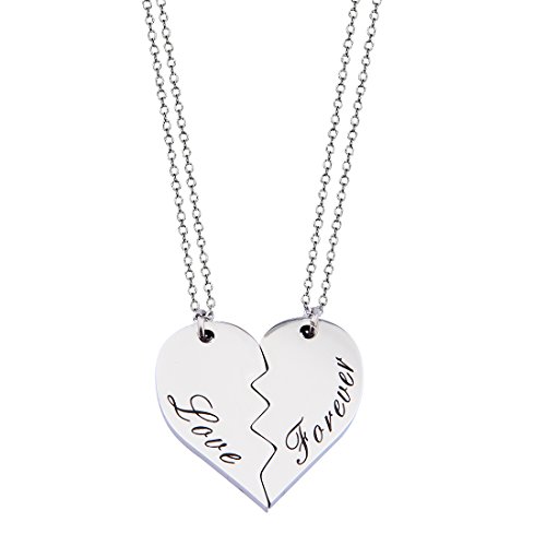 Wusuaned broken heart couple pendant necklace stamped w…