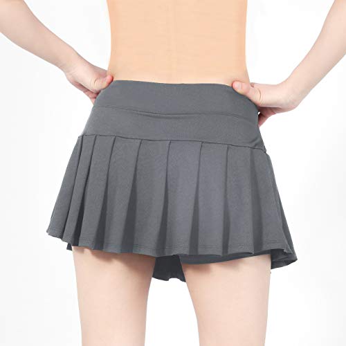 DOMICARE Women High Waist Pleated Tennis Golf Skorts with Pockets, Active Athletic Lightweight Skirts for Running Workout, M, Grey - Thumbnail 2