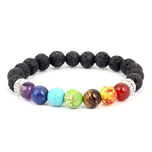 Lava Bead Kit, 300 Black Colored Loose Volcanic Lava Rock Stone Beads Balls Kit | 21 Chakra Beads | 2 Crystal Strings Set Real Natuaral Bulk Wholesale for Essential Oil Jewelry Making by Afantti - Thumbnail 5