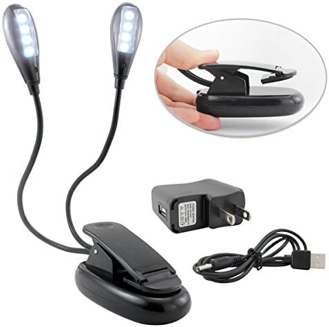 [8 LEDs 5 Modes] Rechargeable Book Light,Milocos Portable Led Light, Music Stand Light, Clip On Light, With 2 Adjustable Arms &amp; Padded Clip Lamp