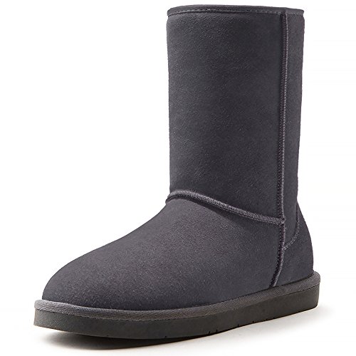 AOMAIS Women s Winter Short Boots-Mid Calf Snow Boots Grey Size 9