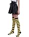 Women’s Extra Long Striped Socks Over Knee High Opaque Stockings (Black & Yellow)