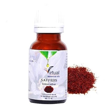VIRTUAL Saffron Pure Essential Oil for Enhance Skin, Brightness (Crocus sativus) Natural Therapeutic Grade Steam Essential Oil 15ML