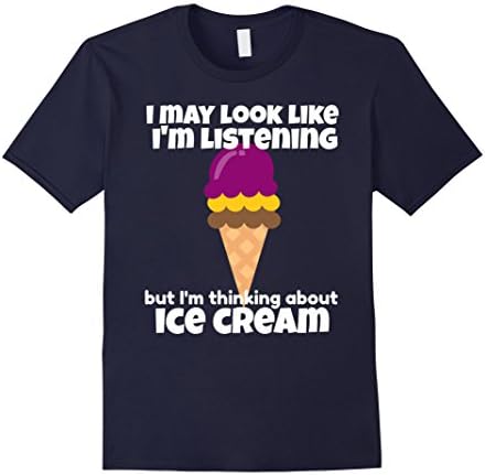 Mens I'm Thinking About Ice Cream Funny Ice Cream T-Shirt XL Navy