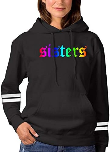 Ja-mes Char-les Rainbow Sis-ters Womens Kangaroo Pouch Hoodies Sweatshirt Casual Pullover Sweater Tops Black