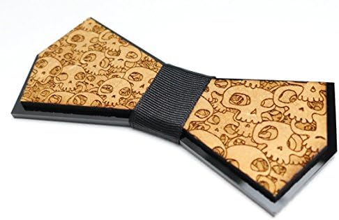 Cute Gothic wood skull pattern custom design bow tie necktie holloween