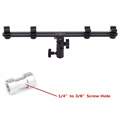 EXMAX E4 Aluminum Flash Swivel/Tilt Bracket 4 Four Hot Cold Shoe flash single dual triple mount head Umbrella Holder adapter Light Stand 1/4