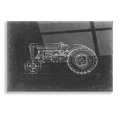 Epic Art 'Tractor Blueprint I' by Ethan Harper, Acrylic Glass Wall Art, 16"x12"