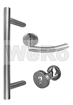 Edelstahl Haustür- Beschlag- Set 1804 Stoßgriff-Länge: 320mm DIN-Links