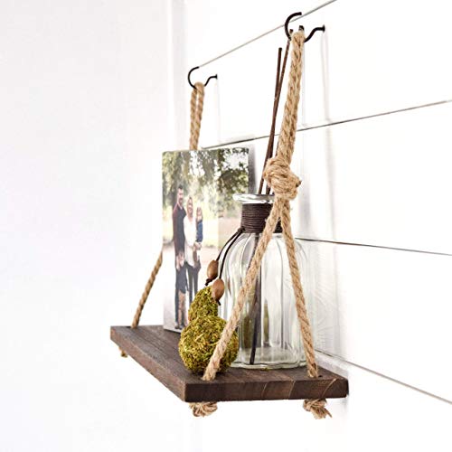 Boho Wall Hanging Shelf Macrame Wood Hanging Shelves for Wall