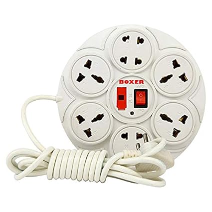 Boxer 360 Extension Board 6 Amp 8 Plug Point with Master Switch, LED Indicator, Cord (10.5 feet) - White