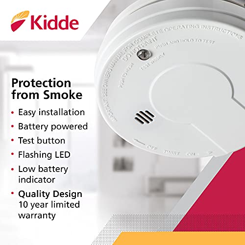 Kidde Smoke Detector, 9Volt Battery Operated, Ionization Smoke Alarm