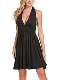 SE MIU Women Sexy V Neck Halter Sleeveless Party Cocktail Mini Casual Short Dress