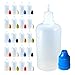 510 Central 50mL LDPE Plastic Thin Tip Dropper Bottles (25 Pack, Multi Color Caps)