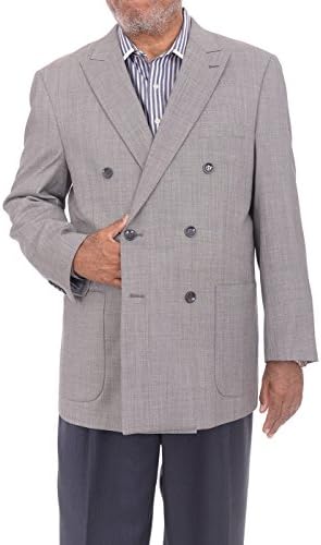 Apollo King Gray Stepweave 6-on-2 Double Breasted Blazer Sportcoat Patch Pockets