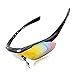 WOLFBIKE POLARIZE Sports Cycling Sunglasses with 5 Set Interchangeable Lenses Black Frame