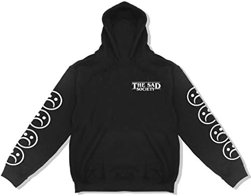 The Sad Society | Cool Black Bogo Sad Face Sleeved Street Wear Hoodie | Unisex