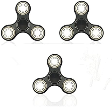 Spin Idol Set of 3 Hand Spinner Tri Fidget Toy EDC Relieve ADHD Anxiety Stress Help Focus (Black 3 Pack)