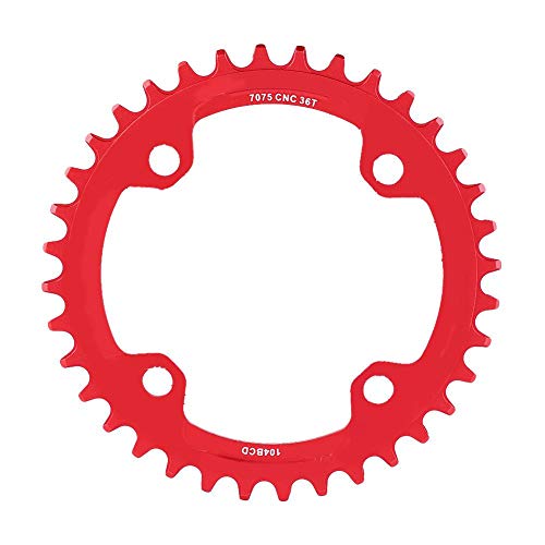 Keenso Mountain Bike Chain Ring, Crankset Part, Aluminum Alloy Steel Single Crank 32/34/36/38T BCD 104, for Maintenance Replacement Upgrade