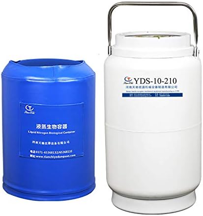 TIANCHI Liquid Nitrogen Container 10 Liter Cryogenic Storage Tank 10L 210 mm Diameter with Straps Carry Bag