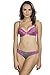 Women's Sexy Pink with Grey Lace Push Up Bra with Bikini and Thong Set of 3 (36C, Pink with Grey Lace)