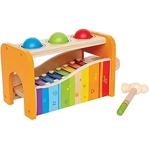 Hape Pound & Tap Bench with Slide Out Xylophone – Award Winning Durable Wooden Musical Pounding Toy for Toddlers