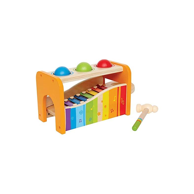 Hape Pound & Tap Bench with Slide Out Xylophone – Award Winning Durable Wooden Musical Pounding Toy for Toddlers