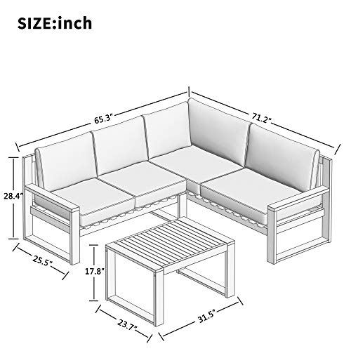 XD Designs 3Piece Outdoor Patio Furniture Set, Acacia Wood Sectional