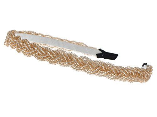 Alilang Princess Style Simple Braided Bead White Tone Fashion Hair Piece Headband