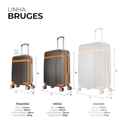 Kit de malas de viagem P/M Bruges Swiss Move Marrom