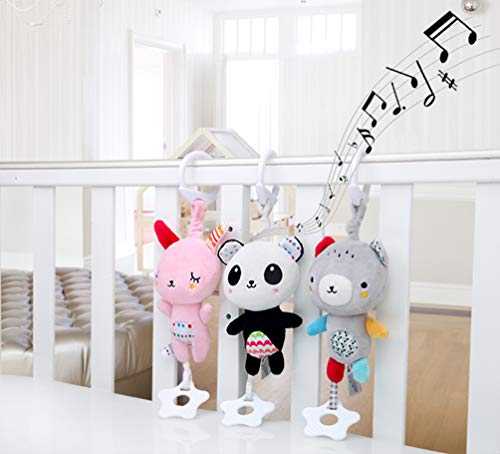 EASICUTI Baby Soft Plush Rattle Teether Set, Infant Stroller Car Seat Musical Hanging Rattles Teethers Toys, Early Development Handbells Baby Toys, Sensory Gift for 3, 6, 9, 12 Month Newborn-3 PCS - Thumbnail 7