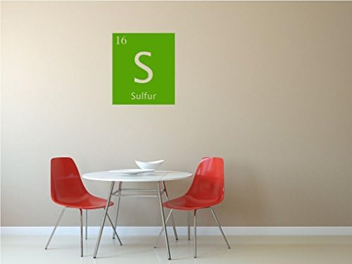 Sulfur (S) | Custom periodic table of elements vinyl wall decal | Chemical compounds, sticker art, science, chemistry (Lime Green)