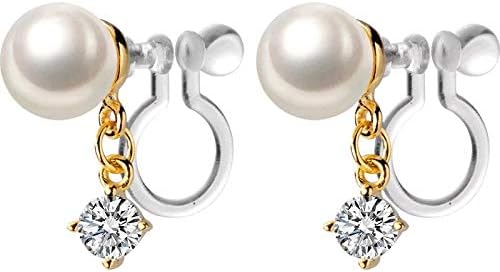 Amazon Tama クリップピアス レディース シルバー925 揺れるイヤリング ジルコニア パール ノンホール イヤーカフ ピアスみたい ひ型イヤリング 軟骨 樹脂 両耳 可愛い アレルギーフリー ピアス 通販