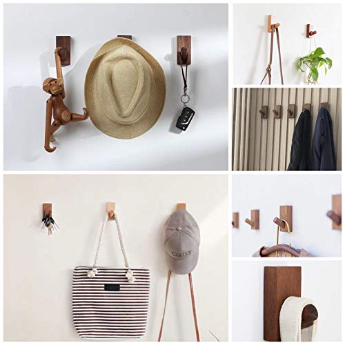 HomeDo Wood Wall Hooks Hat Rack, Wooden Coat Hooks Wall Mounted