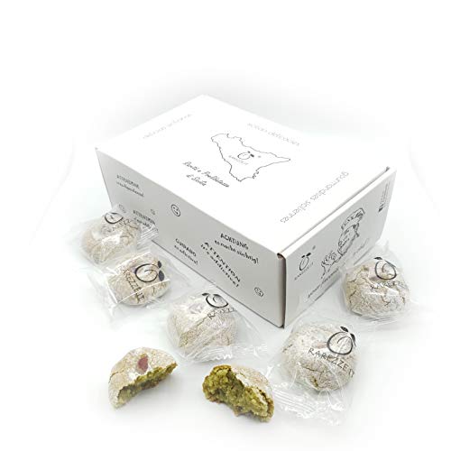 RAREZZE - Paste di mandorla siciliana al PISTACCHIO, produzione ARTIGIANALE, preparate ALL'ORDINE in monoporzione. Confezione regalo decorata (gr.400). RAREZZE: la pasticceria tradizionale di Sicilia - immagine 3