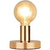 YKCGG Industrial Table Lamp Base,Small Polished Metal Desktop Light Sockets Base Only,Vintage E26/E27 Edison Screw Light Bulb Holder Base,with 6ft Cord Switch Plug Bulb Base Holder（Golden）