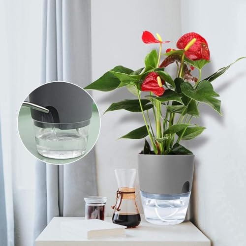 WAWASIA Self Watering Pots for Indoor Plants, 4 Pack Decorative Plant Pots with Extra Large Water Storage, Suitable for Indoor Outdoor Plants and Flowers (White, 9.3 Inch)