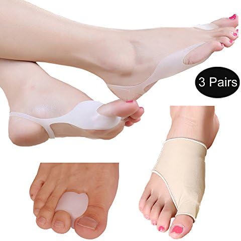 Bunion Pads – Gel Bunion Corrector &amp; Bunion Relief Protector Sleeves Kit for Relieving Pain of Bunion, Hammer Toe, Hallux Valgus, Overlapping Toes, Big Toe Joint- Toe Separators for Women and Men (3)