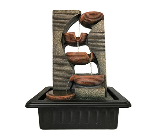 Dehner Fontana in pietra con illuminazione a LED, ca. 40 x 23 x 31 cm, poliresina, grigio/marrone