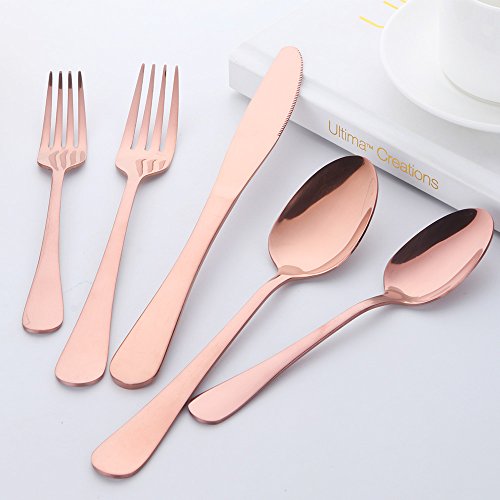 Buyer Star 30-Pieces Purple Stainless Steel Flatware Silverware Set, Service For 6, Mirror Polished, Include Knife/Fork/Spoon, Different Color, Dishwasher Safe - Thumbnail 3
