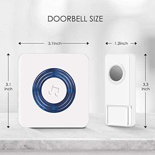 Coolqiya Wireless Doorbells Chimes Kit for Home with 2 Remote Door Bell Buttons Waterproof and 2 Plug in Receivers, No Battery Required for Receiver 52 Ringtones, White - Thumbnail 7
