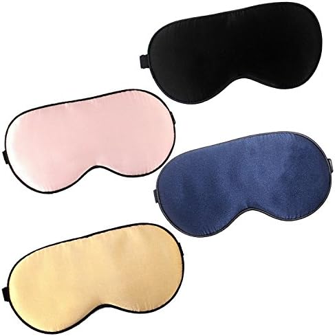 4 Packs Natural Silk Sleep Mask &amp; Blindfold, Smooth Blackout Eye Mask for Travel, Nap, Night
